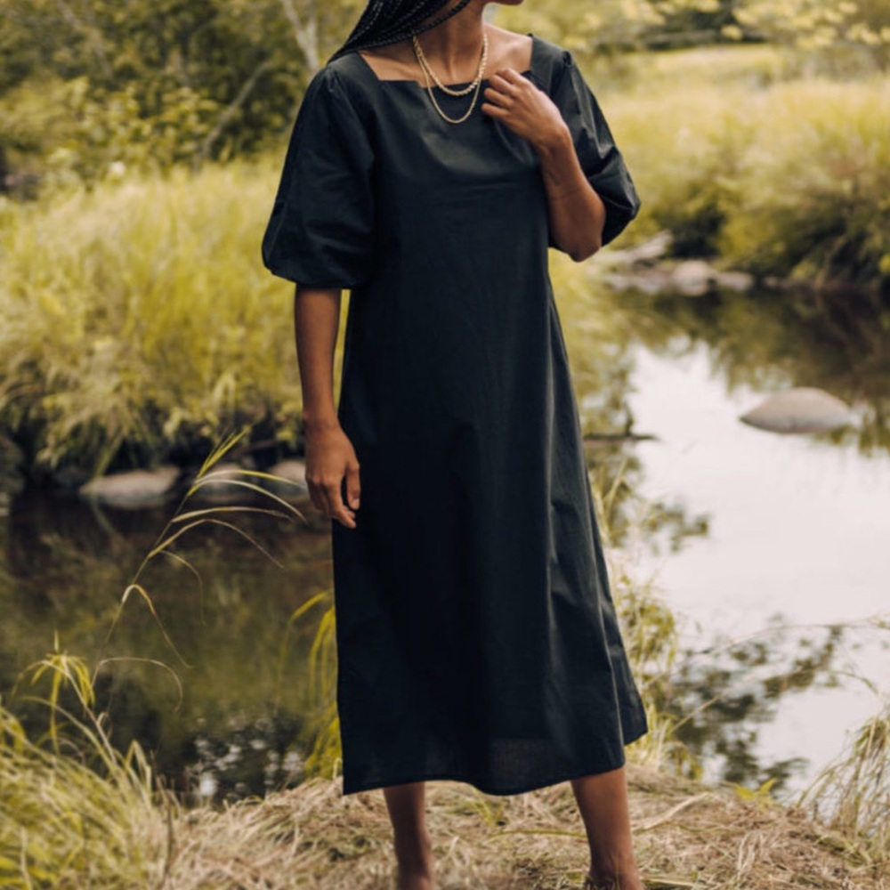 TRIBE ALIVE CLEO DRESS IN BLAVK POPLIN SIZE M